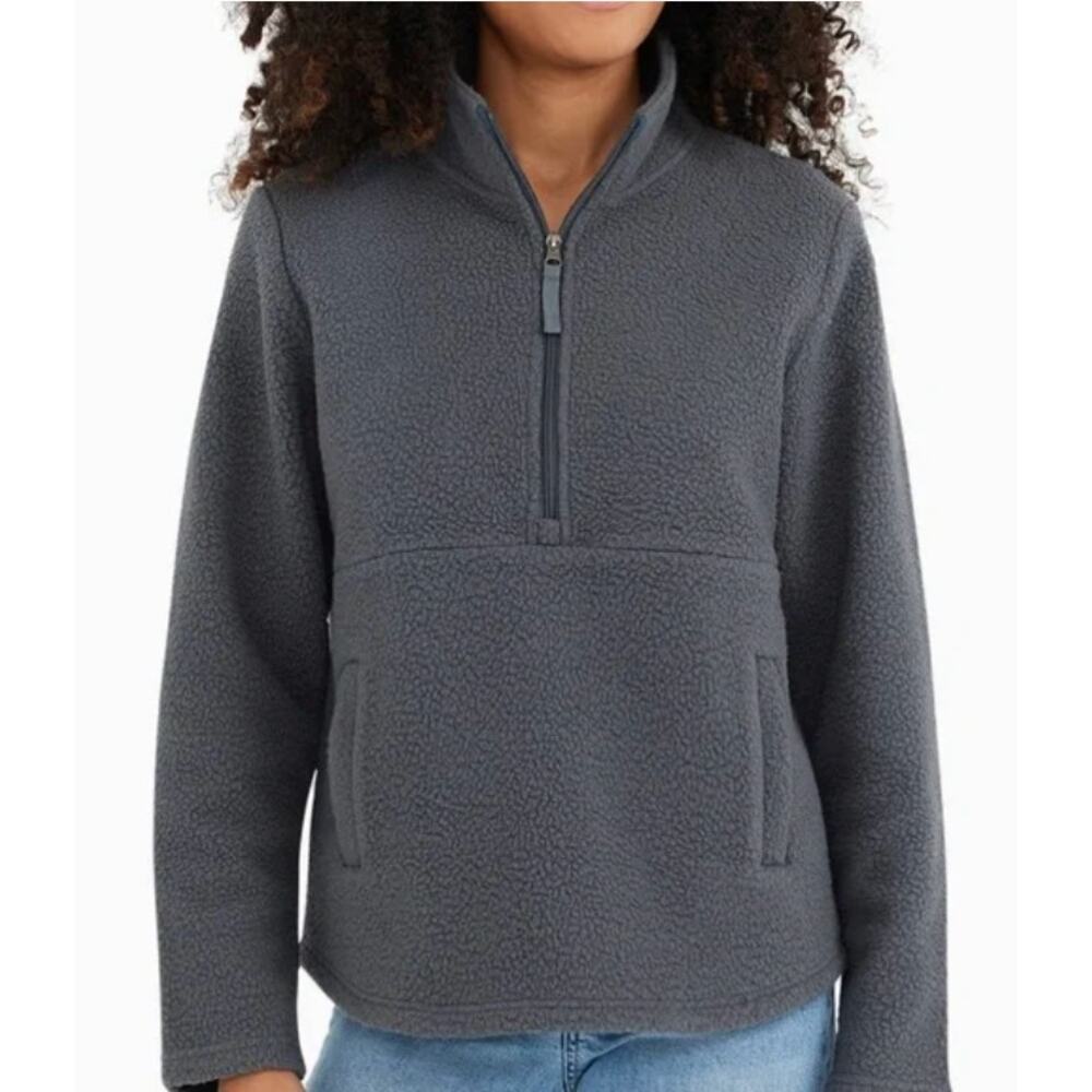 Free Fly Apparel Women's Dark Gray Quarter-Zip Sherpa Pullover